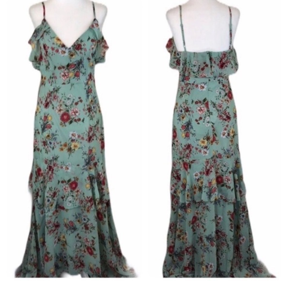 Lulu’s Mint Green Floral Sleeveless Maxi Dress L EUC​​ - Picture 2 of 8